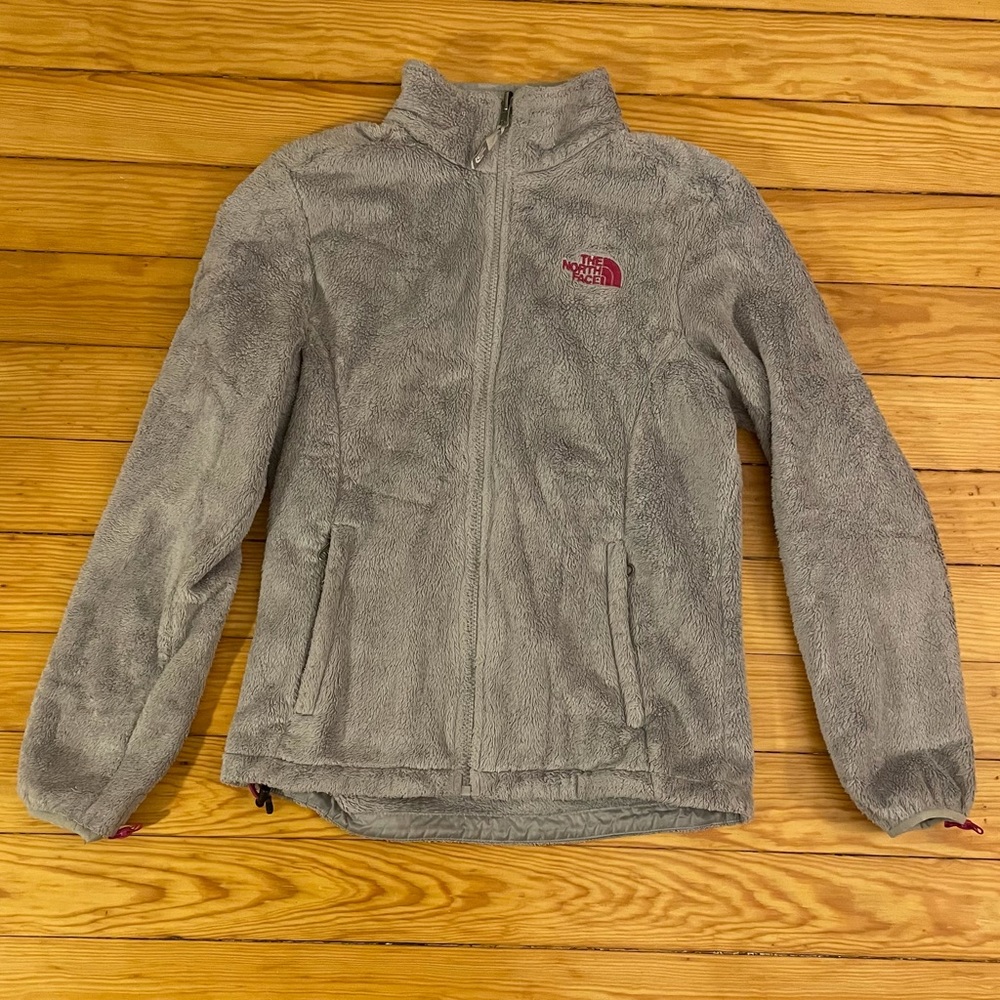 North face zip up furry fleece S